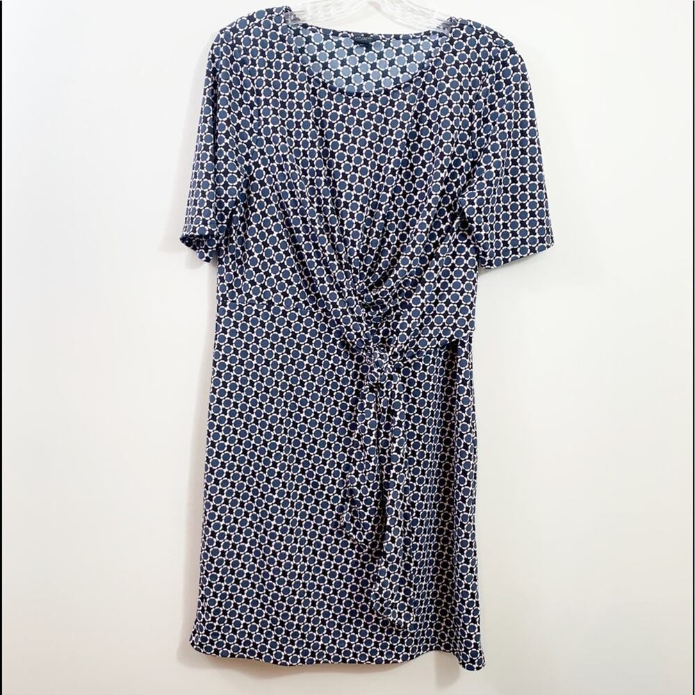 Ann Taylor Floral Aide Tie Waist Black/Gray/Pink Shift Dress